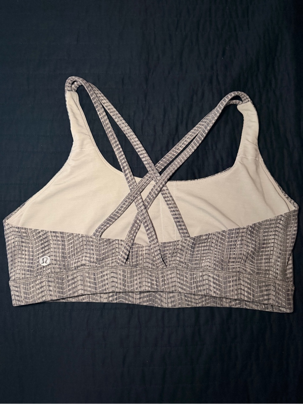 Lululemon Energy Sports Bra Size 12 Gray Crossback Strappy Athletic Bra